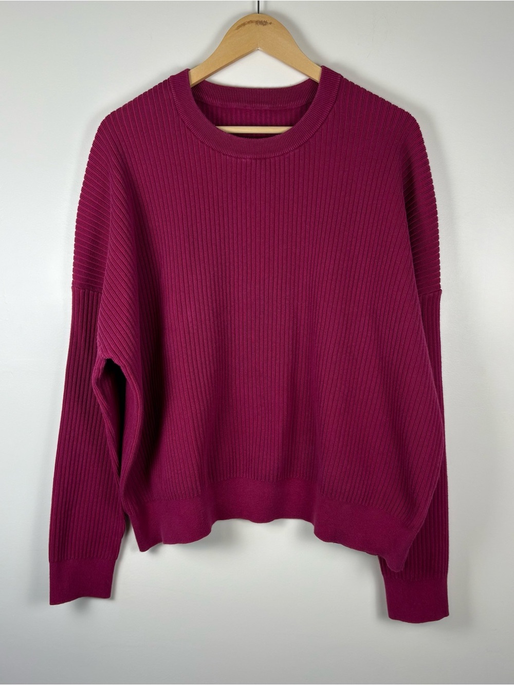 Lululemon Pink Raspberry Ribbed Knit Crewneck Sweater Pullover Size 1X - Picture 3 of 6